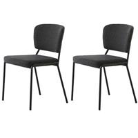 24Designs Burlington Stoel - Set Van 2 - Stof Donkergrijs - Mat Zwarte