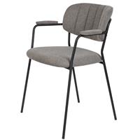 Livingstone Design Parton Eetkamerstoel zwart onderstel met arm grijs