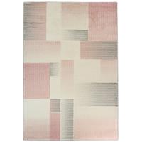 Merinos Vloerkleed - Relief - Geblokt - Pastel Grijs-Roze-80 x 150 cm