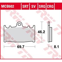 TRW Lucas Bremsbeläge Sintermetall MCB602SRT 69,7x46,2x8,1mm