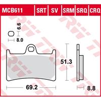 TRW SRT remblokken, en remschoenen voor de moto, MCB611SRT