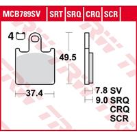 TRW Lucas Bremsbeläge Sintermetall MCB789SRT 37,4x49,5x7,8mm