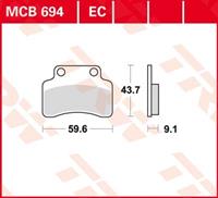 TRW Lucas Bremsbeläge organisch MCB694 59,6x43,7x9,1mm
