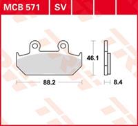 TRW Lucas Bremsbeläge organisch MCB571  88,2x46,1x8,4mm