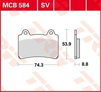 TRW Lucas Bremsbeläge organisch MCB584  74,3x53,9x8,8mm