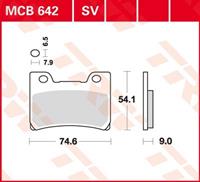 TRW Lucas Bremsbeläge organisch MCB642  74,6x54,1x9mm