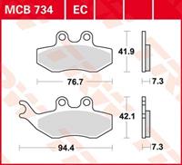 TRW Lucas Bremsbeläge organisch MCB734 76,7/94,4x41,9/42,1x7