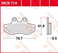 TRW Lucas Bremsbeläge organisch MCB774  76,7x41,9x9,5mm