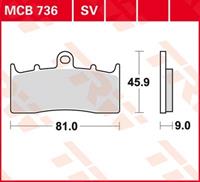 TRW Lucas Bremsbeläge organisch MCB736  81x45,9x9mm