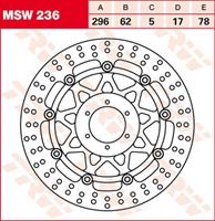 TRW MSW Zwevende remschijf, voor de moto, MSW236