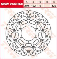 TRW MSW zwevende remschijf RAC design, voor de moto, MSW266RAC