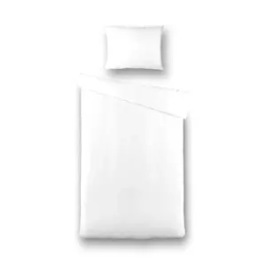 Dekbedovertrek Plain Percale - Eenpersoons (140x200 cm) - Wit Percale katoen - Dessin: Effen - Presence - 