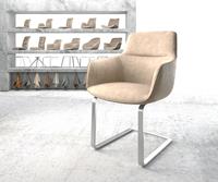 DELIFE Esszimmerstuhl Pejo-Flex Beige Vintage Freischwinger flach Edelstahl