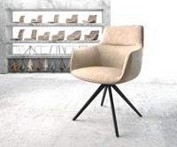 DELIFE Drehstuhl Pejo-Flex Beige Vintage Kreuzgestell kantig Schwarz 180° drehbar