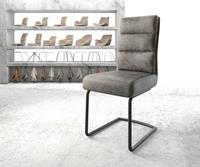 DELIFE Esszimmerstuhl Pela-Flex Grau Vintage Freischwinger rund schwarz
