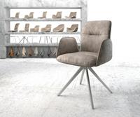 DELIFE Drehstuhl Vinja-Flex Taupe Vintage Kreuzgestell kantig Edelstahl