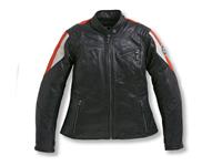 Motorradjacke Club Leder Damen (schwarz / rot)