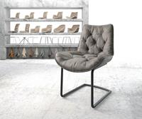 DELIFE Esszimmerstuhl Taimi-Flex Grau Vintage Freischwinger rund schwarz