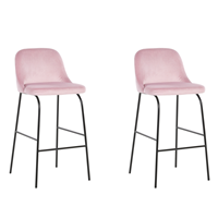 Beliani Barkruk set van 2 fluweel roze NEKOMA
