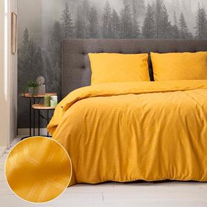 freshandco Dekbedovertrek Embossed Art Deco - Lits-Jumeaux (240x220 cm) - Okergeel Microvezel - Dessin: Effen - Fresh and Co - 