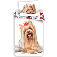 Dekbedovertrek Yorkshire Terrier - Eenpersoons - 140 x 200 cm - Wit