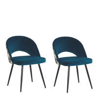 Beliani Eetkamerstoel set van 2 fluweel blauw VIVIAN