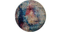 Picasso Heriz Vintage Rond Vloerkleed Multi / Blauw Laagpolig- 200 CM ROND