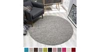 Loca Impression Shaggy Rond Vloerkleed Grijs Hoogpolig- 120 CM ROND