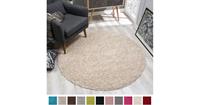 Loca Impression Shaggy Rond Vloerkleed Beige Hoogpolig- 120 CM ROND