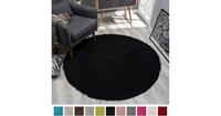 Loca Impression Shaggy Rond Vloerkleed Zwart Hoogpolig- 150 CM ROND