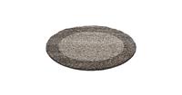 Himalaya Basic Rond Shaggy Kader vloerkleed Taupe Hoogpolig- 160 CM ROND