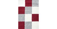 Himalaya Basic Shaggy Geblokt vloerkleed Rood / Grijs Hoogpolig- 160x230 CM