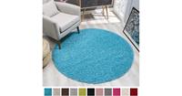 Loca Impression Shaggy Rond Vloerkleed Turquoise Hoogpolig- 120 CM ROND