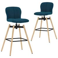 vidaXL Barstoelen draaibaar 2 st stof blauw