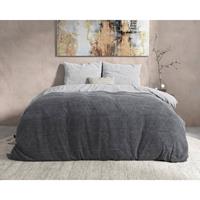 dreamhousebedding Flanellen Dekbedovertrek Quinn - Tweepersoons (200x200 cm) - Wit & Grijs - Dessin: Ruiten - DreamHouse Bedding - 