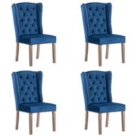 vidaXL Eetkamerstoelen 4 st fluweel blauw