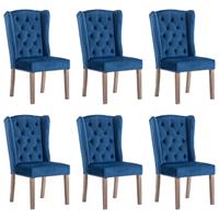 vidaXL Eetkamerstoelen 6 st fluweel blauw