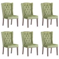 vidaXL Eetkamerstoelen 6 st fluweel lichtgroen