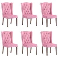vidaXL Eetkamerstoelen 6 st fluweel roze
