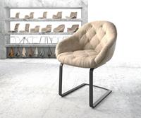 DELIFE Schwingstuhl Gaio-Flex Beige Vintage Freischwinger flach Schwarz