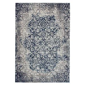 Orientalischer Teppich in Grau und Blau Chenillegewebe
