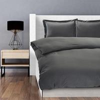 hotelhomecollection Hotel Home Collection London - Antraciet 1-persoons (140 x 200/220 cm) Dekbedovertrek