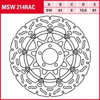 TRW Lucas Bremsscheibe RAC schwimmend MSW214RAC 310/61/81/5/