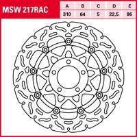 TRW Lucas Bremsscheibe RAC schwimmend MSW217RAC 310/64/86/5/
