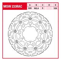 TRW Remschijf, voor de moto, MSW233RAC
