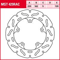 TRW Lucas Bremsscheibe RAC starr MST429RAC 220/102/120/5mm