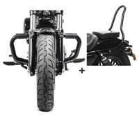 Set Sturzbügel Mustache mit Sissybar SR1 für Harley Sportster 883 04-10  schwarz