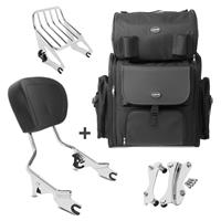 Sissybar W1 + Hecktasche für Harley CVO Road Glide Ultra 14-16 mit Gepäckträger chrom 