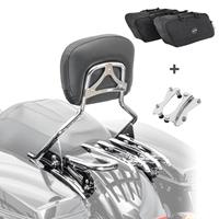 Craftride Sissybar mit Gepäckträger XB + Montagekit + Seitenkoffer Innentaschen für Harley Touring 14-20 chrom 