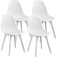 [en.casa] 4x Design Stühle Weiß Esszimmer Stuhl Kunststoff Skandinavisch Set